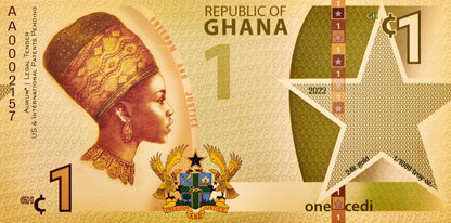 Republic of Ghana - 1 Cedi Justice Aurum® 24k Gold Bill