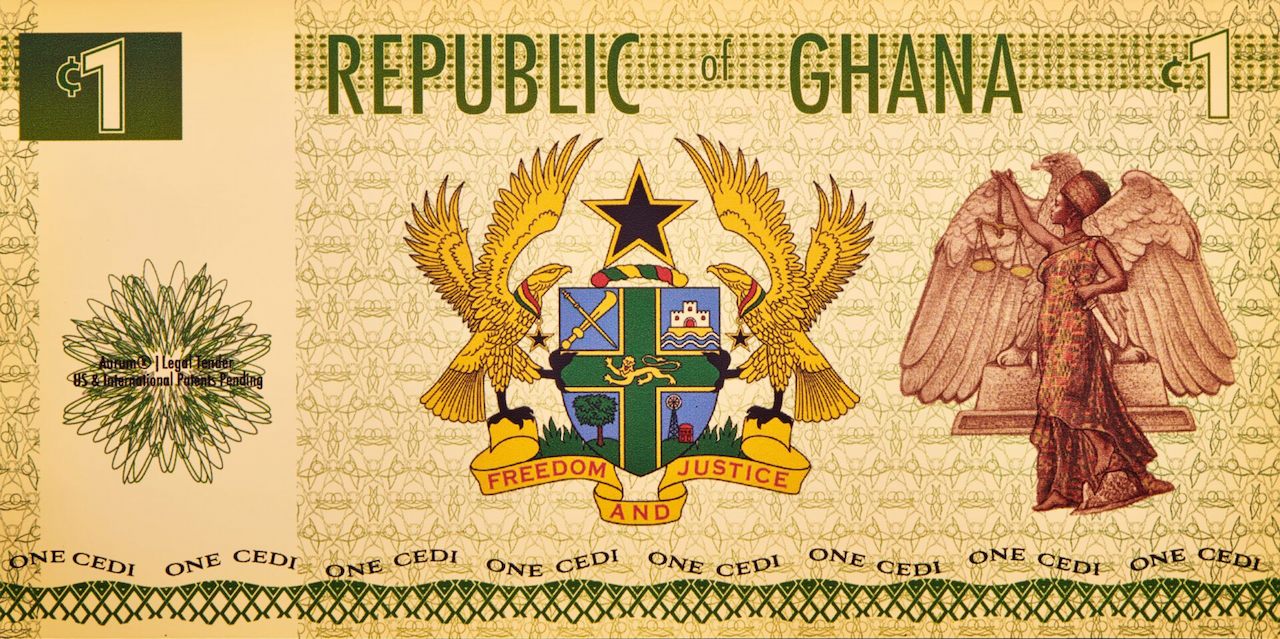 Republic of Ghana - 1 Cedi Justice Aurum® 24k Gold Bill