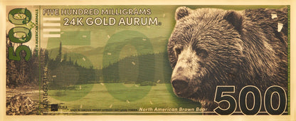 20 Stack of Brown Bear Aurum® 500mg (each) 24k Gold Bills (any year)