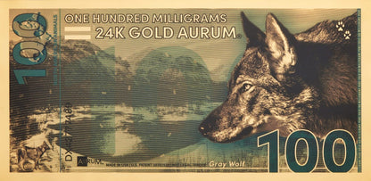 Gray Wolf Aurum® 100mg 24k Gold Bill