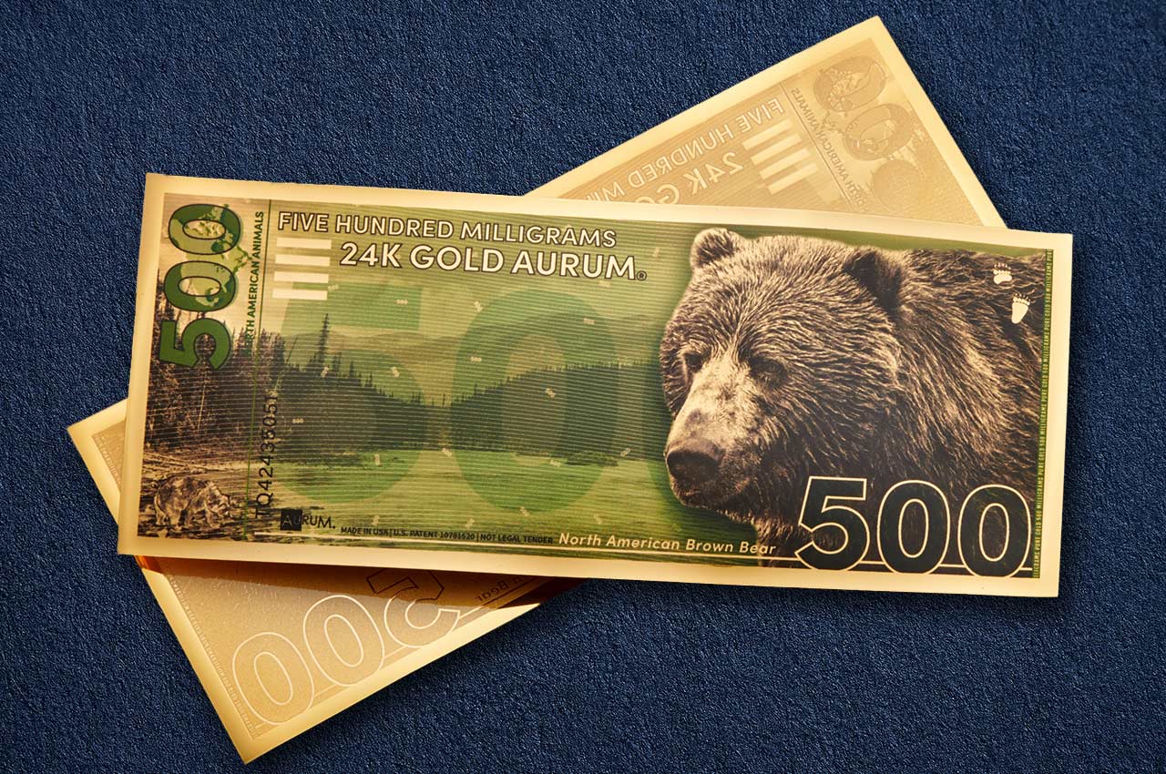 Brown Bear Aurum® 500mg 24k Gold Bill