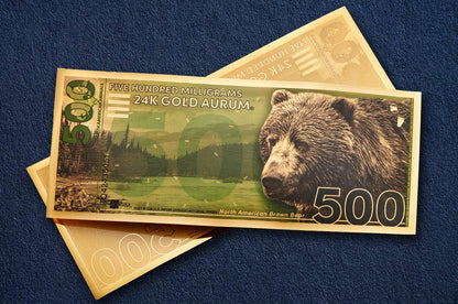 20 Stack of Brown Bear Aurum® 500mg (each) 24k Gold Bills (any year)