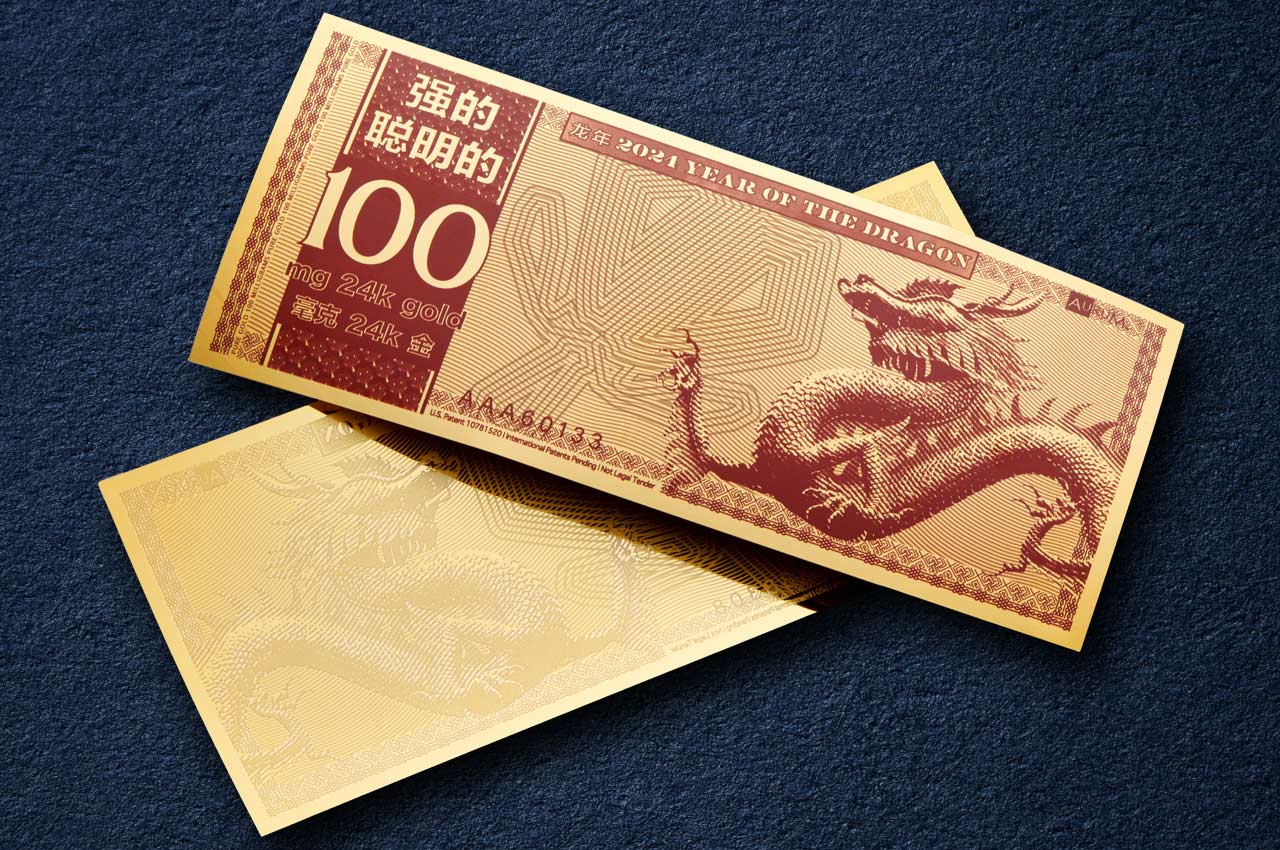 Year of the Dragon Aurum® 24k Gold Bill